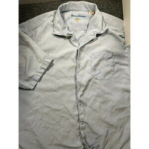 Tommy Bahama XL Light Blue Short Sleeve Silk Button-Up Shirt With Pocket